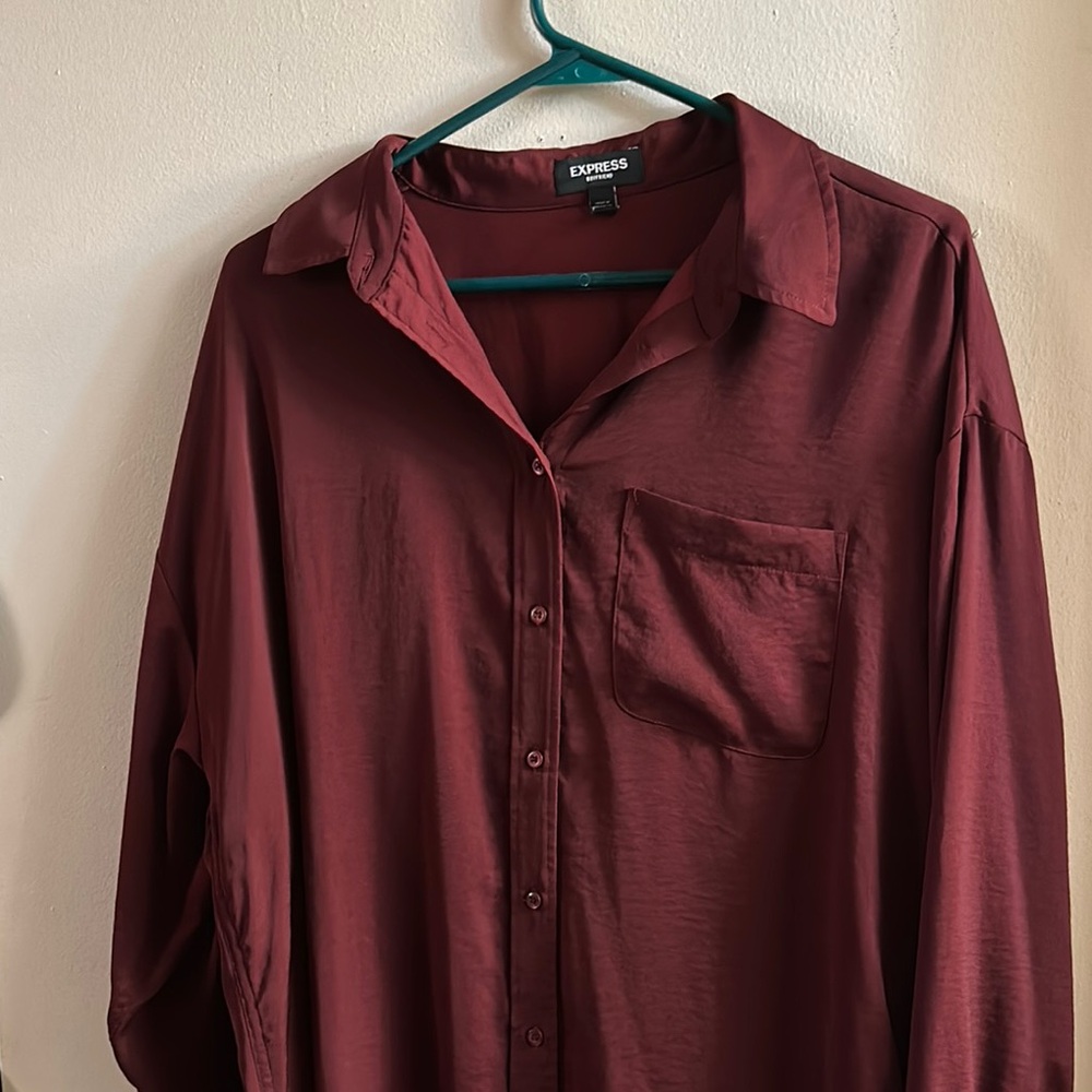 Express Burgundy Button-Up Shirt